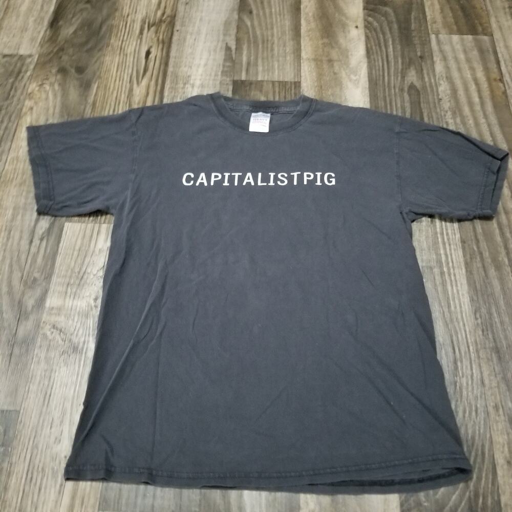 Capitalist Pig Shirt Y2k Size Medium Cpam Faded Black Tee (Pit Hole/Stain)